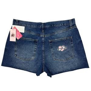 Juicy Couture Anna Relaxed Jean Shorts Sz 33" Cutoffs Shorties Heart Patch NEW!